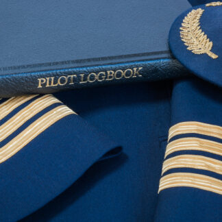 Pilot,Logbook,With,Captain,4,Gold,Stripes,On,Sleeves,And